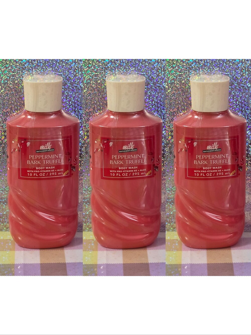 Bath & Body Works Peppermint Bark Truffle Body Wash Set of 3 NEW RARE